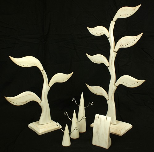 White washed wooden earring - washed,