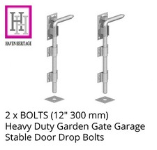 2 x 12" HEAVY DUTY STABLE  DROP BOLT  DOOR GATE GARAGE SHED SLIDING HASP PADBOLT