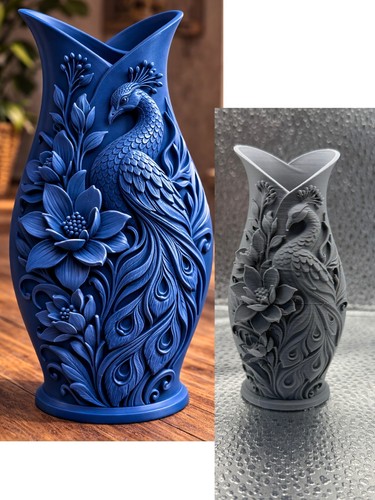 Peacock floral vase deep - floral,