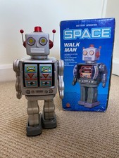 Vintage  Large Tinplate  Space Walk Man Robot  - Original Box