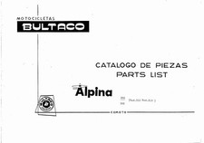 Bultaco Parts Manual Book ALPINA 250 USA (Mod.212A) Printed 1977