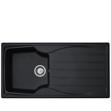 Liquida CMP10BL 1.0 Bowl Reversible Black Kitchen Sink And Waste Kit