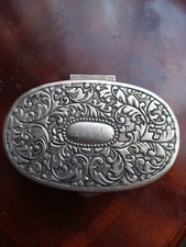 Vintage Silver Jewelry Box, Embossed, Ornate, Silver