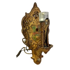 Vintage Wall Sconce Lighting Fixture Lamp C.1920s-30s Medieval Revival For Parts