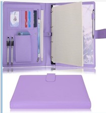 A4 PU Leather 4 Ring Holder Writing Portfolio Multi Document Case with Binder 