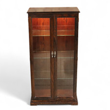 Vintage Oak Legate Double Door Glazed Display Cabinet with Interior Light