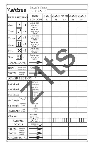 Yahtzee score pads - score,
