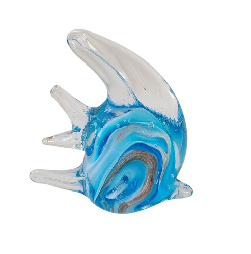 Boxed blue glass angel - boxed, fish