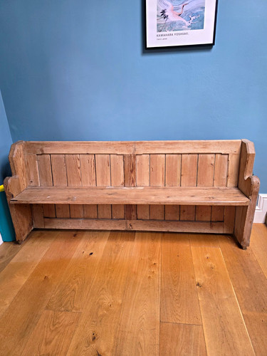 Antique solid pine church pew - antique,