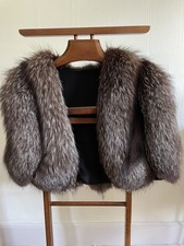 Vintage Real Silver Fox Fur Bolero Cape Stole