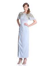 Virgos Lounge Olivia Embellished Shoulder Maxi Dress Ice Blue Size 6 10 12 14 