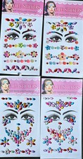 8x Sheets Face Adhesive Glitter Jewel Tattoo Sticker Festival Party Body Make Up
