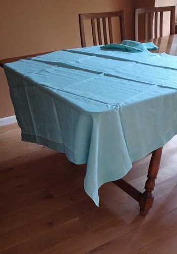 Vintage mint green tablecloth - vintage,