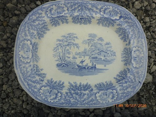 Antique c1860 blue white - antique,