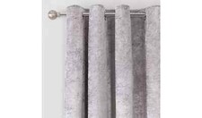 Argos Home Crushed Velvet Fully Lined Eyelet Curtains - Grey 229 x 229cm (1486)