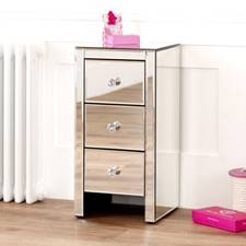 Venetian Mirrored 3 Drawer Slim Narrow Bedside - Lamp Bedroom Furniture - VEN52