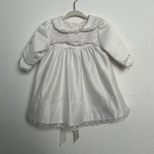 Nimble Fit & Flare Dress Baby Girls 0-3 Months White Laced Trim Drawstring Back