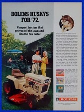 1972 BOLENS HUSKYS COMPACT LAWN TRACTOR 1556 ORIGINAL COLOR PRINT AD USA ICON