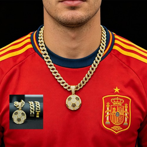 Iced out football cuban chain - iced,