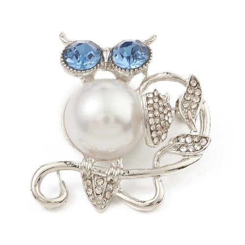 Owl brooch with - with, rhinestone