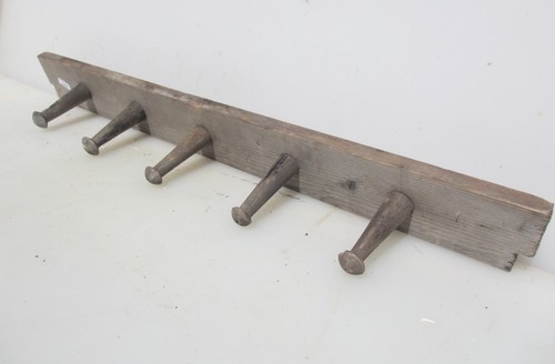 Vintage wooden coat rack hooks - coat,