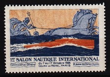 vintage Poster Stamp 1926 Paris, 1er Salon Nautique International, France    /38