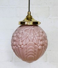 Vintage Ceiling Light Art Deco Style Pink Blush Lampshade & New Fittings