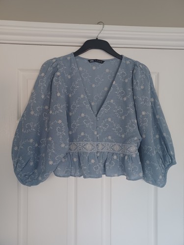 Womens blue white frill - blue,