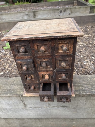 Antique wooden tea box with - with, 12