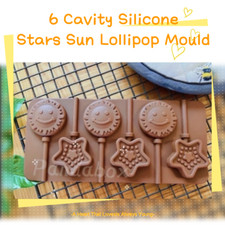 6 x Silicone Sun Star Lollipop