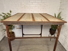 Large Vintage Rustic Folding Wooden Wedding Events Bar Garden Trestle Table