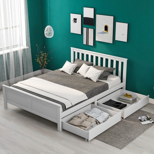 4ft6 double bed frame wooden - 4ft6,