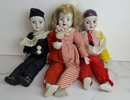 Harlequin porcelain doll - porcelain,