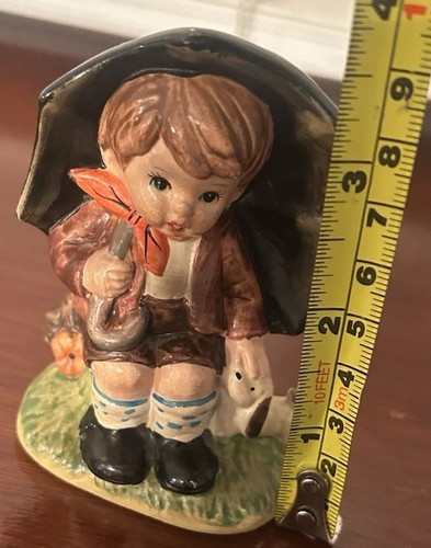 Boy with umbrella figurine - umbrella,