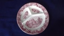 WOODS WARE ENGLISH SCENERY RED 10 1/2" DIVIDED PLATE - 1st QUALITY  ENOCH WOODS