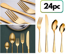 Stainless Steel Premium Flatware Spoon Fork Knife Cutlery 24pc Gift set