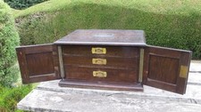Oak Three Drawer Empty Canteen / Cutlery Box Collectors Chest Railway Fowler