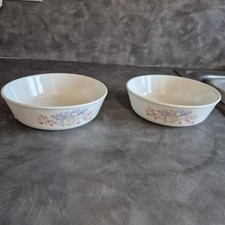 2 Pyrex Blue Iris Cereal Soup