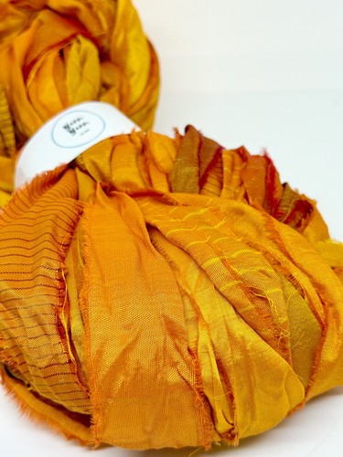 Recycled sari silk ribbon yarn - ribbon,