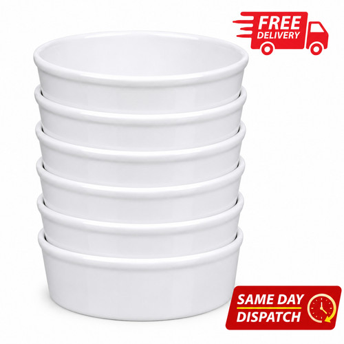 White ceramic oval ramekins - white,