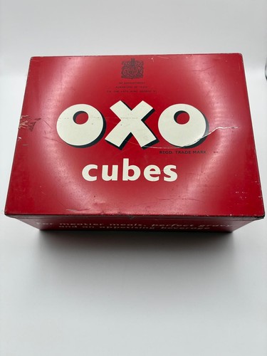 Vintage empty oxo cube tin - vintage,