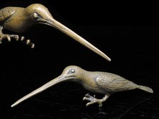 Bronze Kingfisher Miniature Figurine, W4.7 inch, Japanese old item