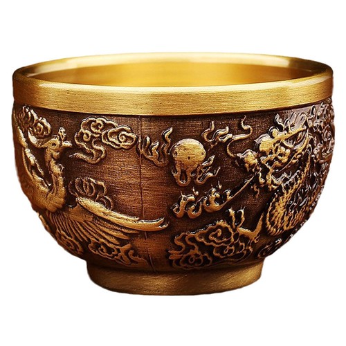 Vintage chinese brass tea cup - brass,