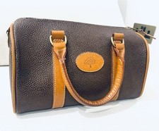 Vintage Mulberry Scotch Grain Small Leather Brown / Tan Bowling Bag Check Lining