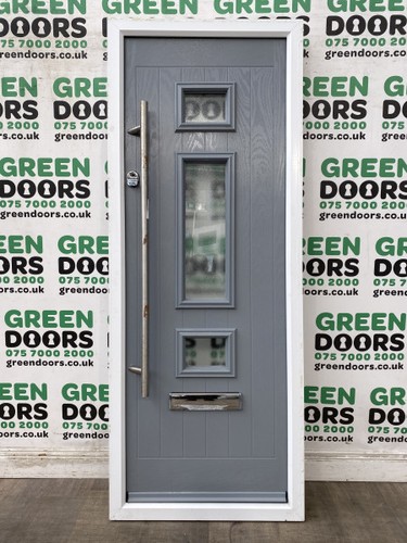 Thin narrow front doors grey - thin,