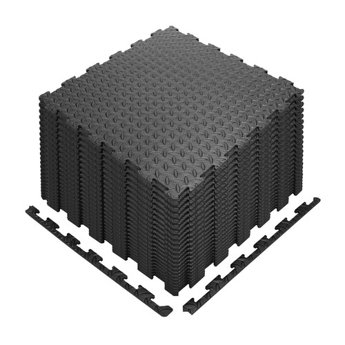 Black interlocking mat yoga - black,