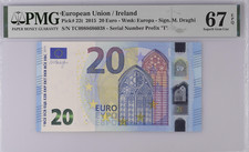 Superb GEM UNC 20 Euro Ireland  T006 2015 Draghi 22t Prefix T PMG 67 EPQ TC