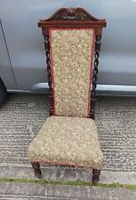 Victorian Rosewood Upholstered Barley Twist Prayer Chair.