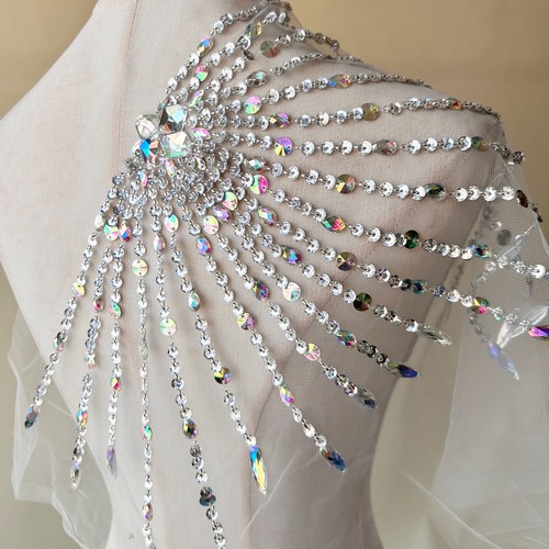 Beaded floral applique - floral,