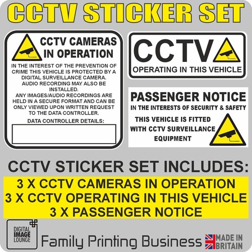 Cctv stickers taxi minicab - -,
